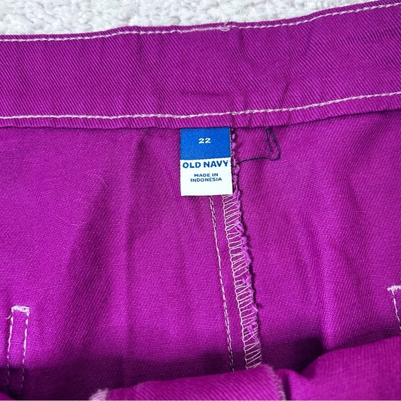 NWT Old Navy Fuchsia Denim Cargo Mini Skirt Size 22 Spring Summer Festival - Picture 3 of 12